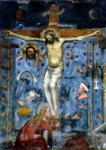 "Crocifisso con i simboli della Passione" - affresco - 1350 circa - «Oratorio del Pellegrino» Prato (PO) - Italia